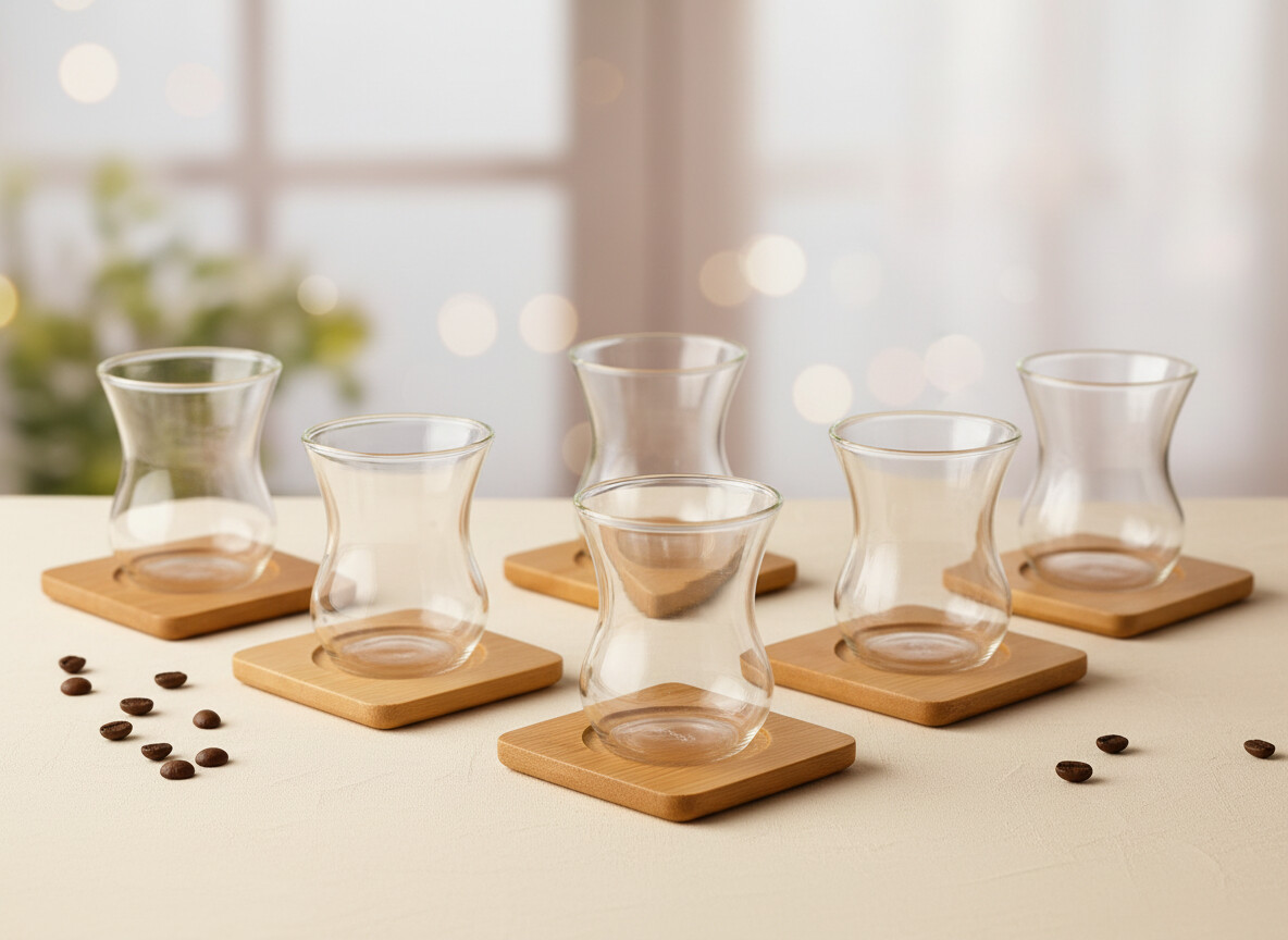 6’lı Borosilikat Bardak ve Altlık Set