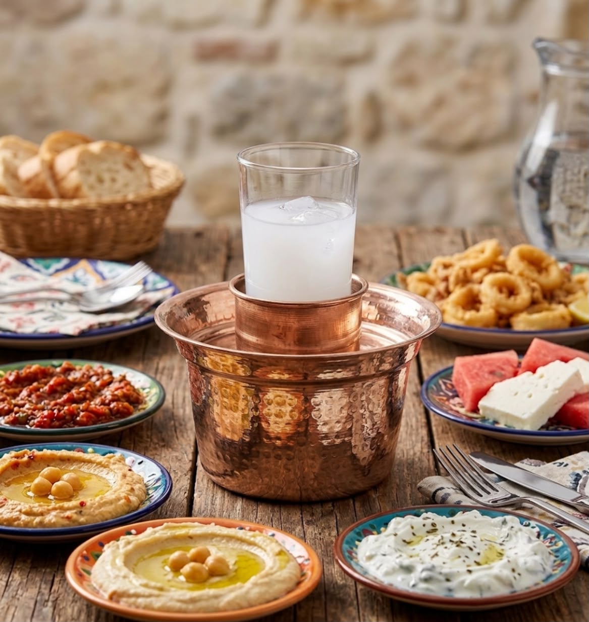 Bakır Rakı Soğutucu Sofra