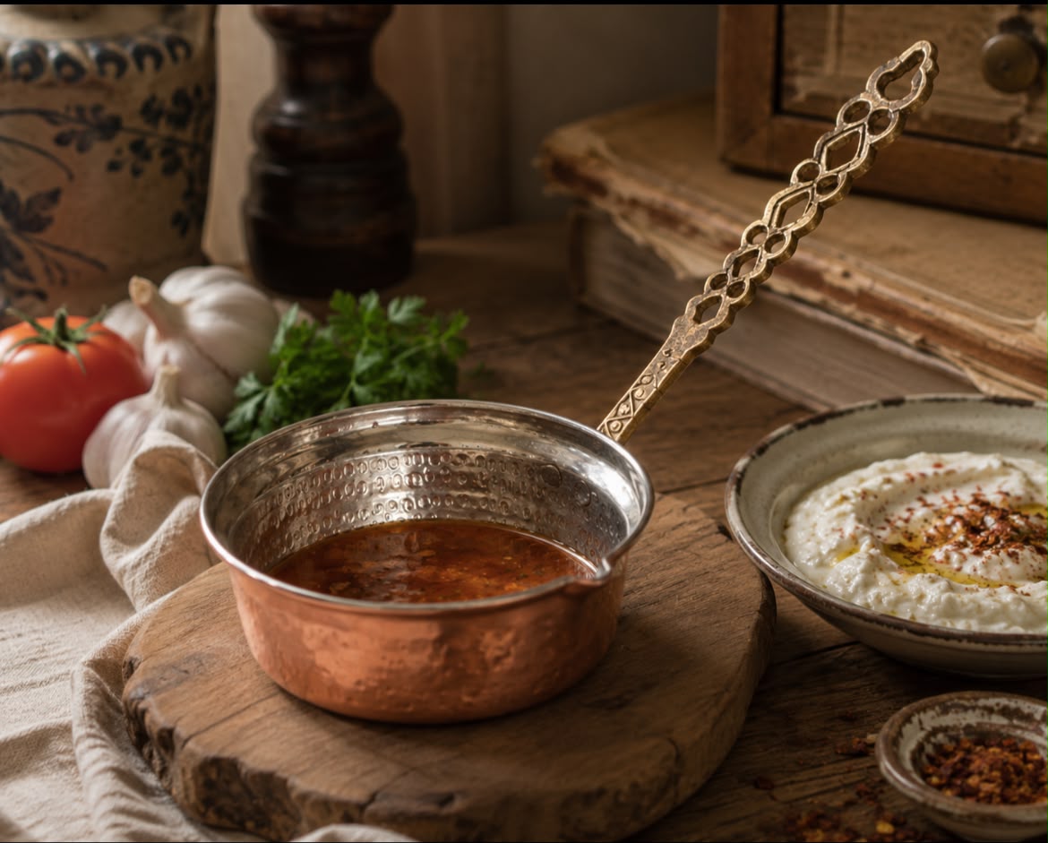 Bakır Sos Tavası Uzun Saplı